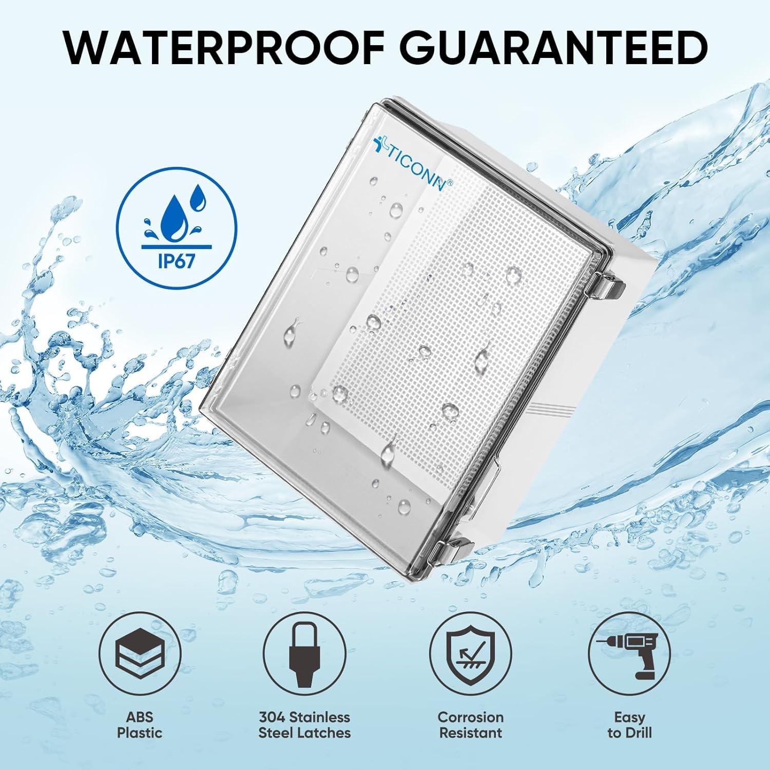 TICONN Waterproof 19.7"x15.7"x7.9", Transparent Cover