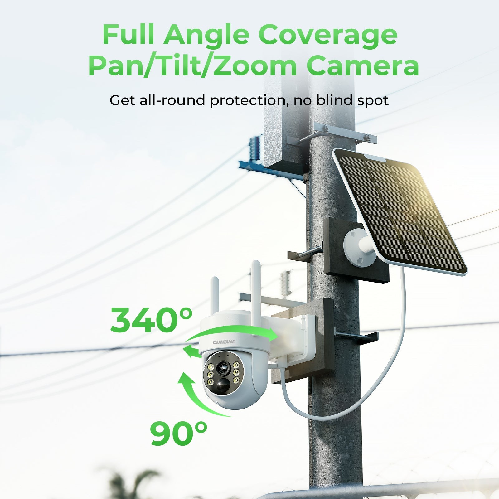 4MP Solar Security Cameras Outdoor Wireless System Color Night Vision Spotlight