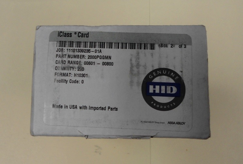 HID iCLASS Smart Card 2000PGGMN Format H10301, 13.56 MHz, New, Free Shipping 26B