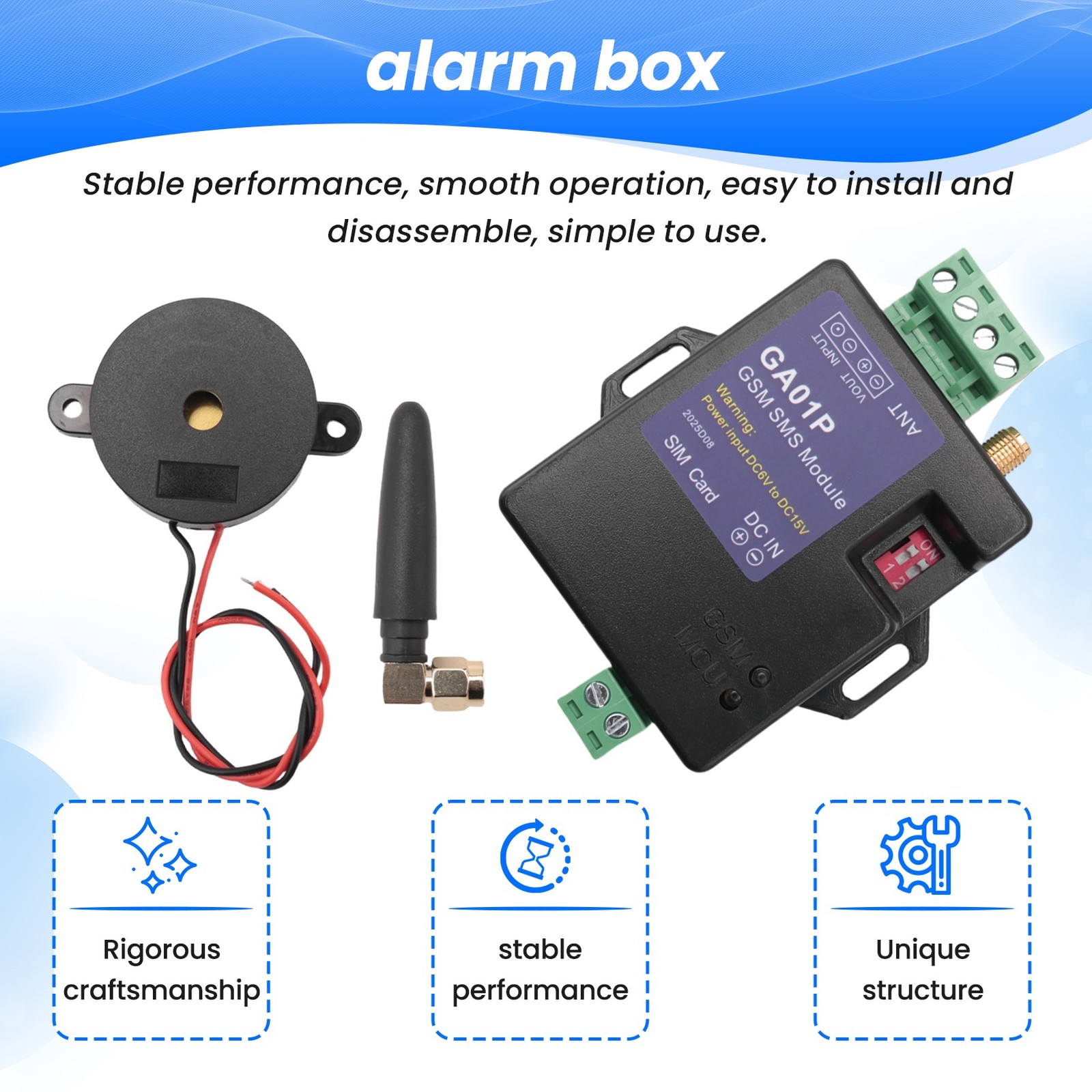 GA01P Vending Machine GSM Alarm Box Support Failure Alert Alarm Input 8389