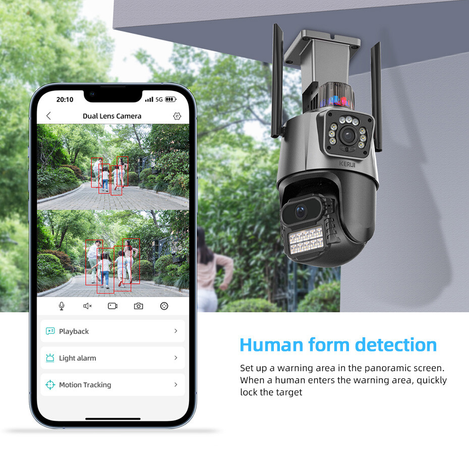 ICSee Dual Lens WiFi IP Camera Wireless Outdoor CCTV PTZ Home Security IR Cam US