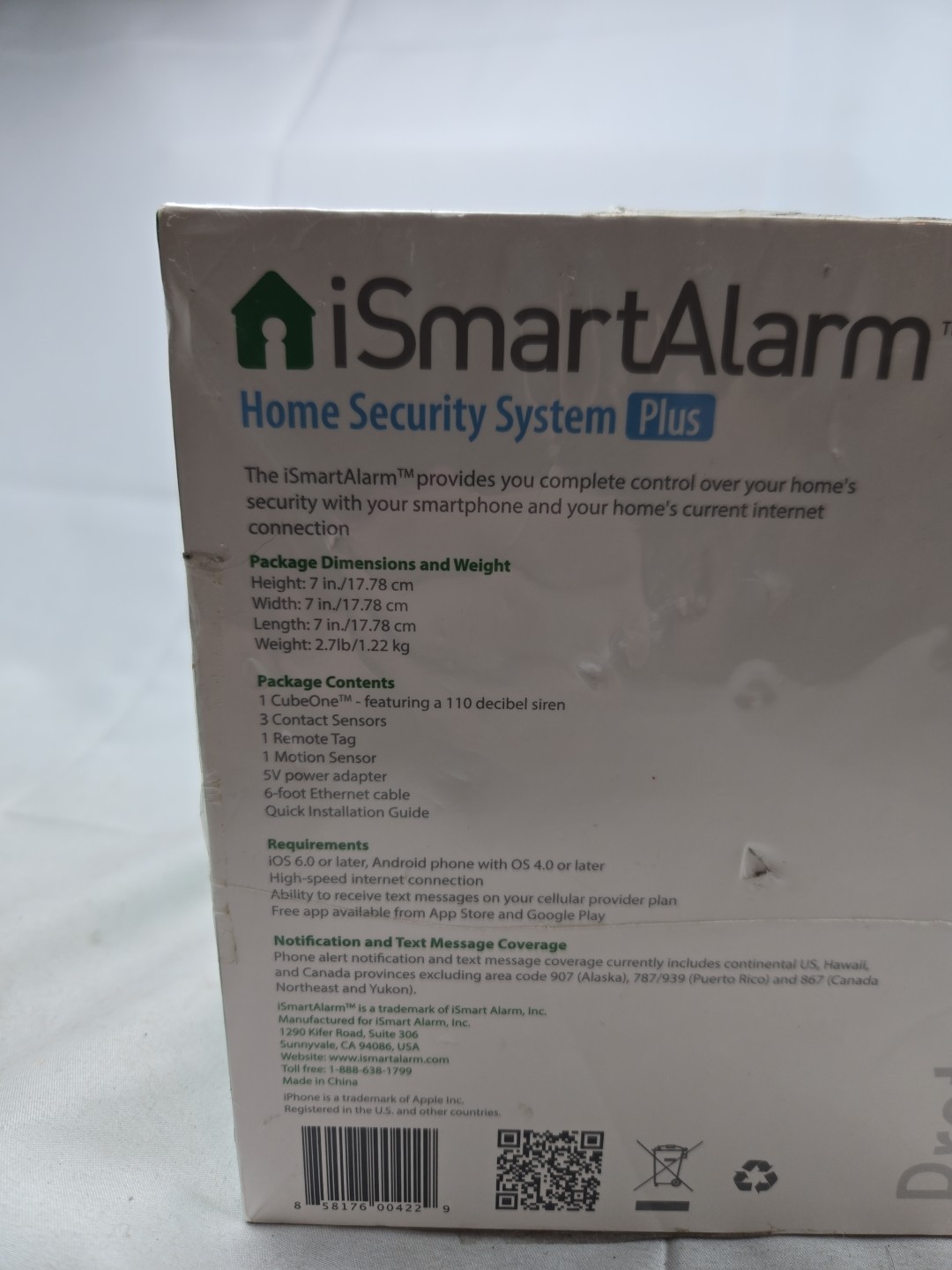 BRAND NEW iSmartAlarm iSA8 Wireless Smart Home Security System Plus Package