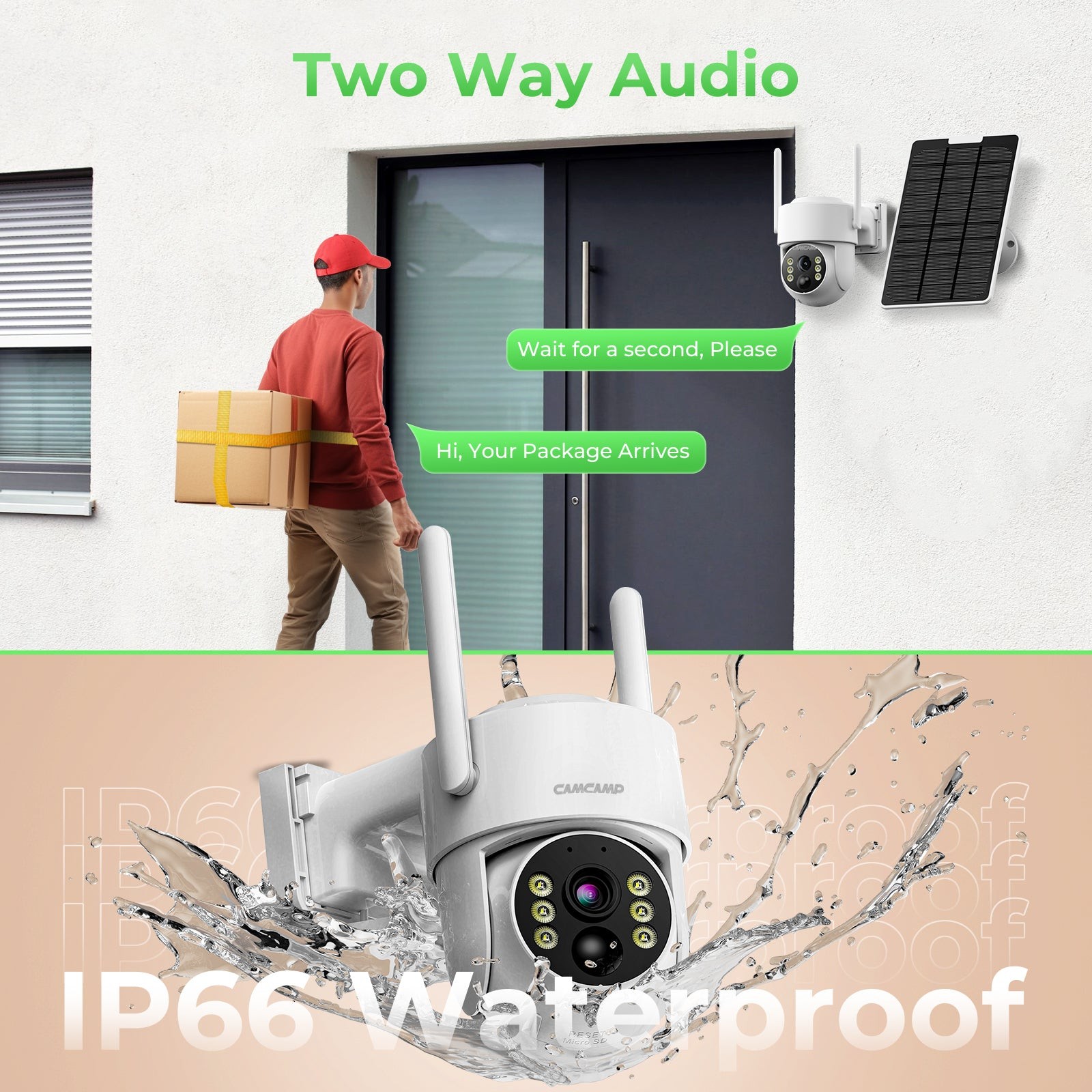 4MP Solar Security Cameras Outdoor Wireless System Color Night Vision Spotlight