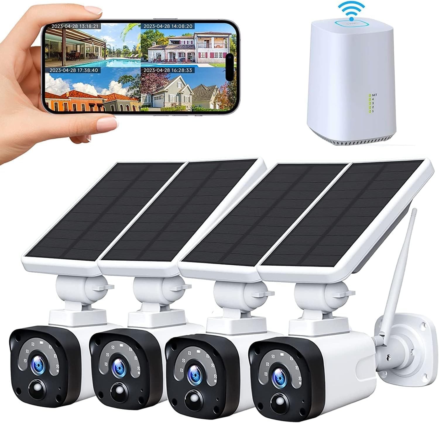 4MP Solar Camera Security System Wireless Outdoor WiFi Base Station for Home IR
