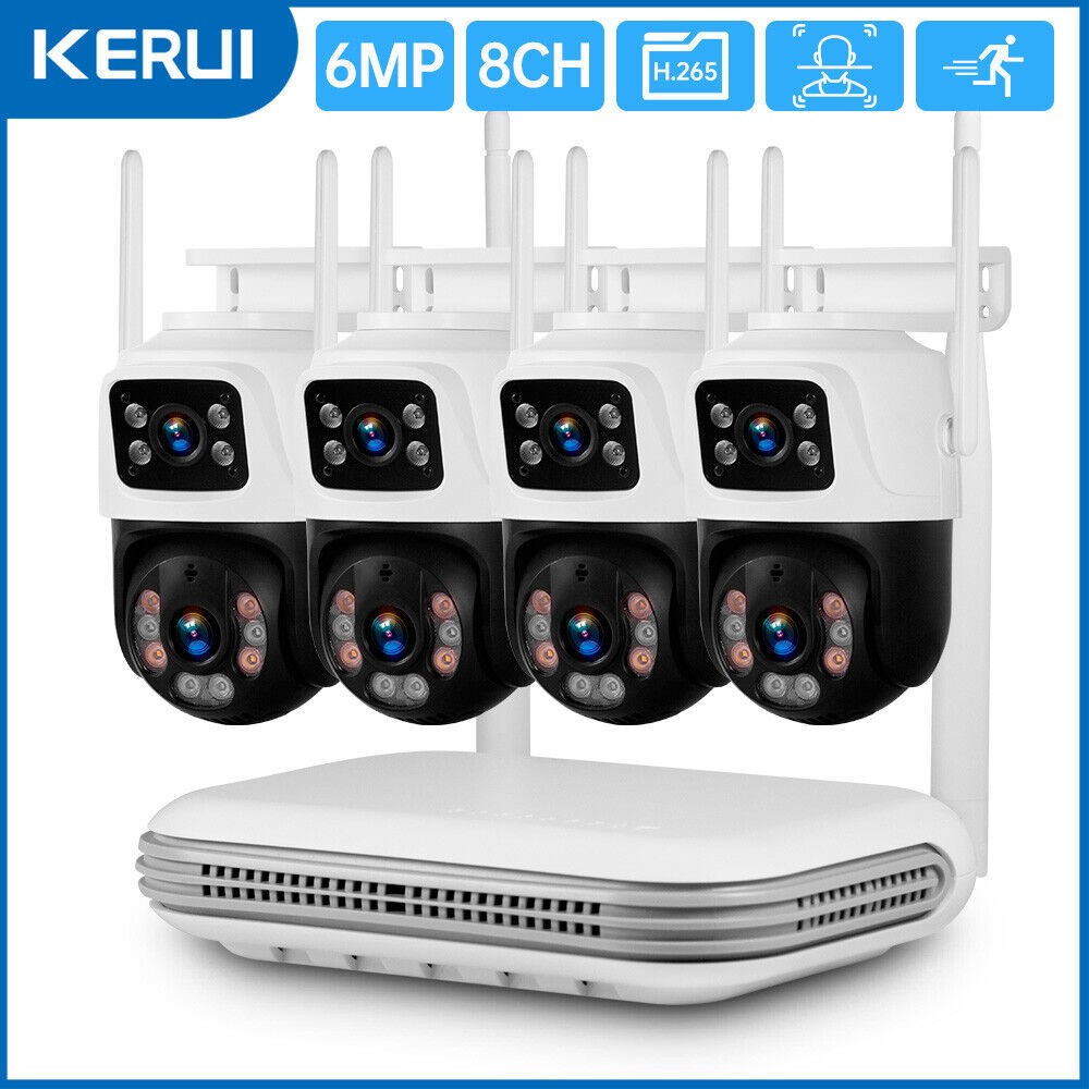 KERUI Security Camera System Outdoor Wireless Audio Wi-Fi Home CCTV 6MP 8CH NVR