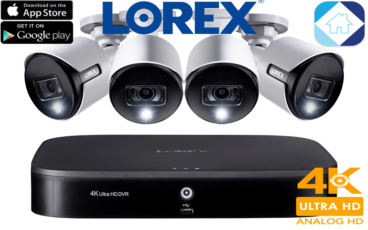 Lorex Smart 4K ultra HD 8-Channel 2TB DVR 4-4k Bullet Camera Security System NEW