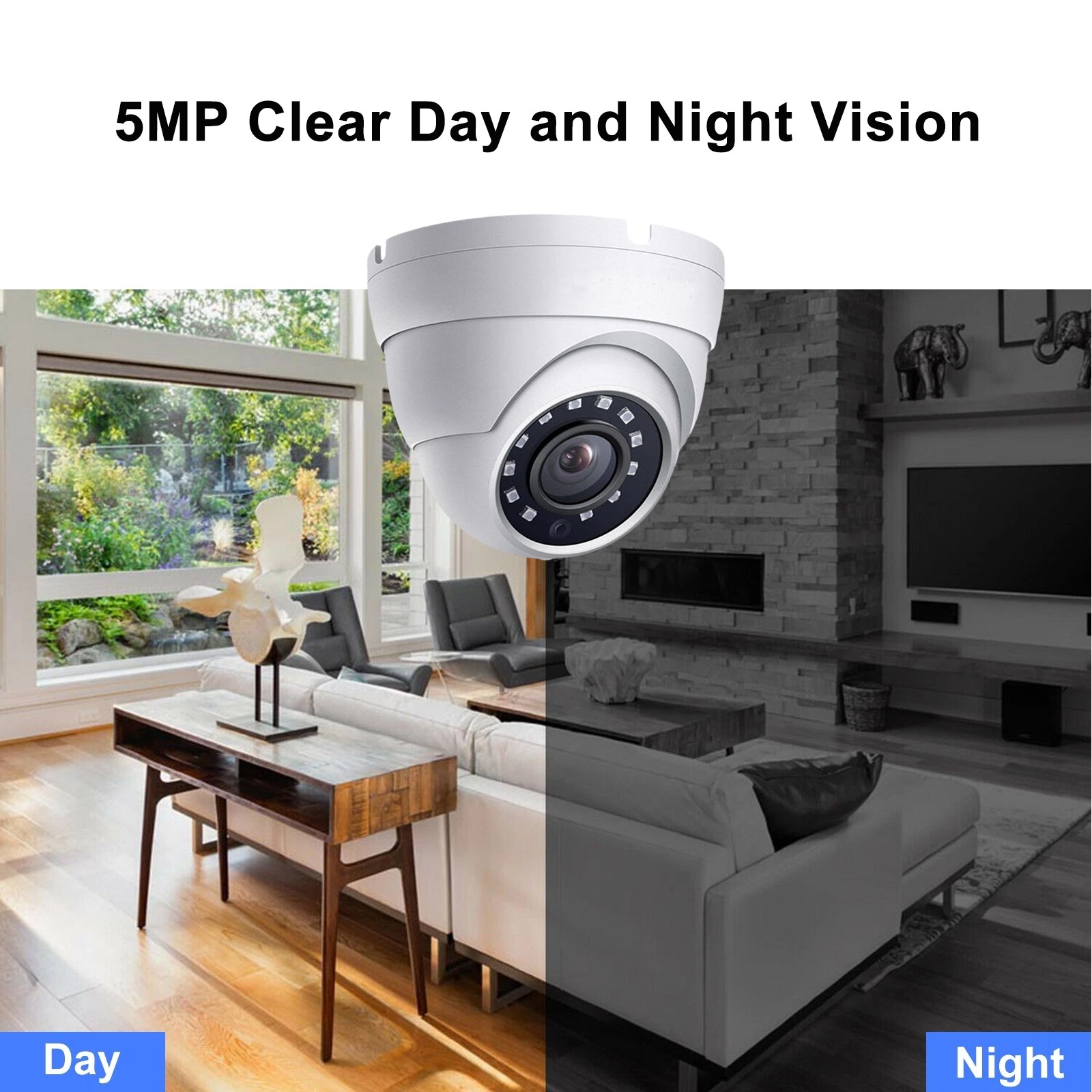 5MP 4CH DVR HD 24/7 Home Outdoor Security Camera CCTV System IR Waterproof 500GB