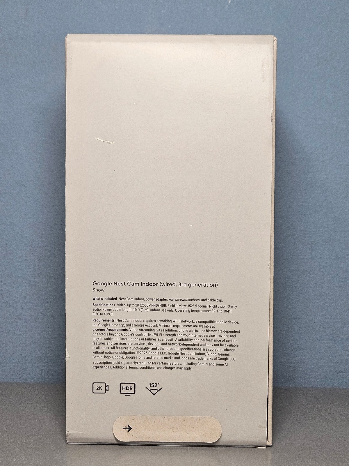 Google Nest Cam Indoor – Wired, 2K, HDR, 152° – 3rd Generation – NEW & SEALED
