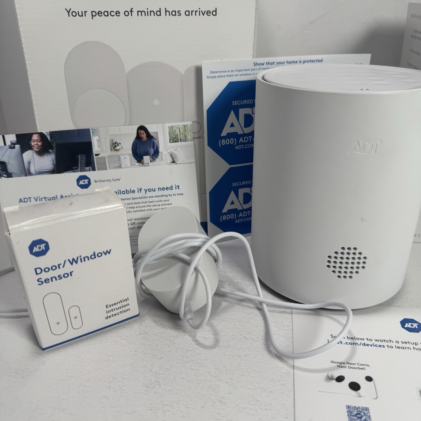 ADT Smart Security Hub w/ Google Nest Cam & Door Window Sensor Bundle