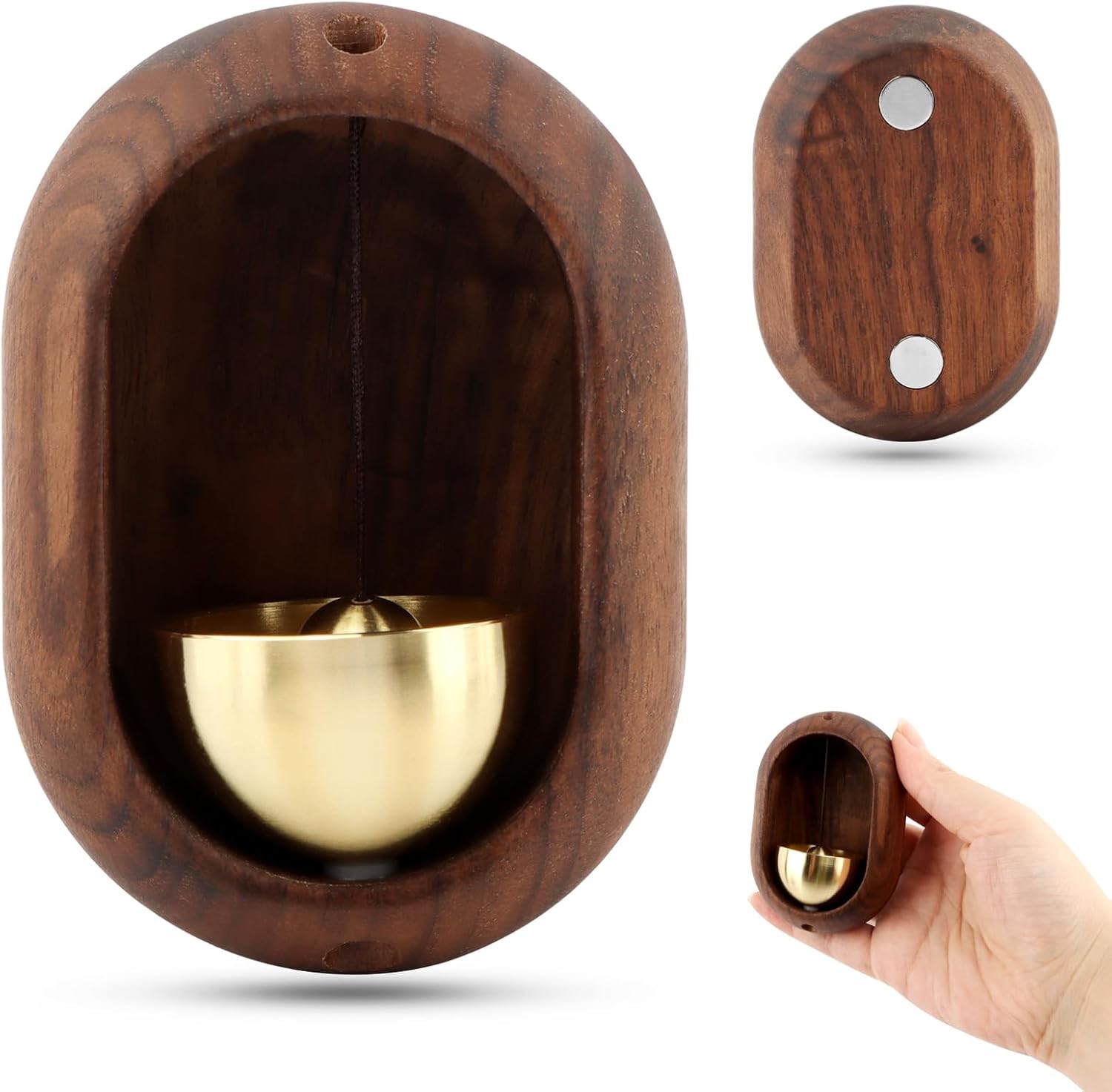 Oval Magnetic Hanging Door Bell, Loud Sound Wooden Zen Grip Doorbell Chime,…
