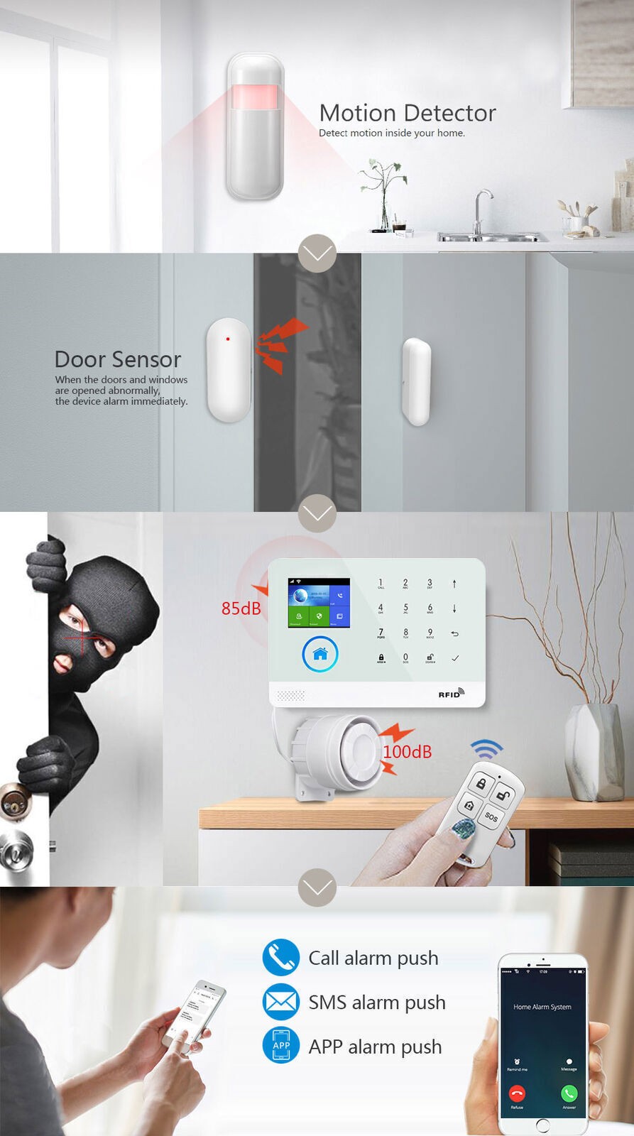 TUYA WiFi+US 4G GSM Smart Home Security Alarm System w/Keypad PIR Door Sensor