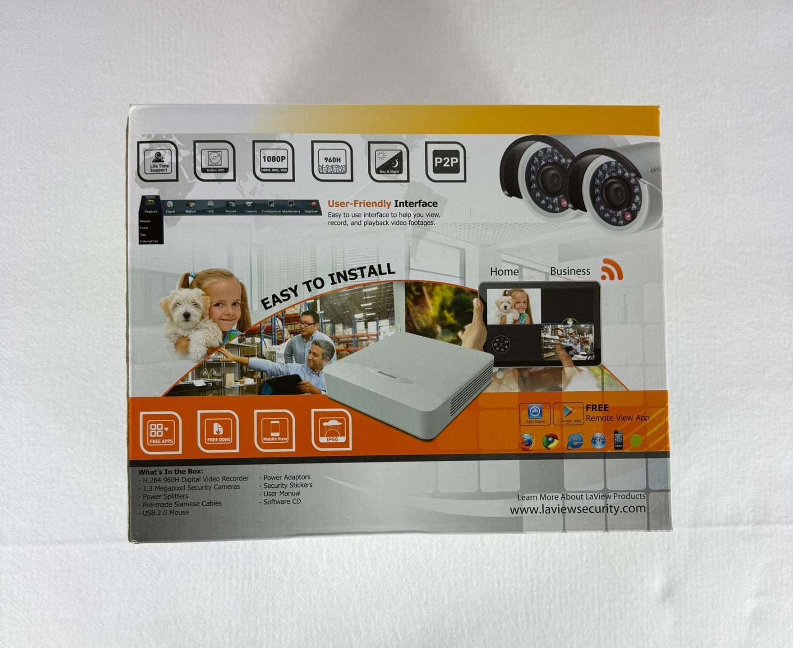 LaView 960H DVR Security System 4 Camera Kit 4/8 Channel New Open Box