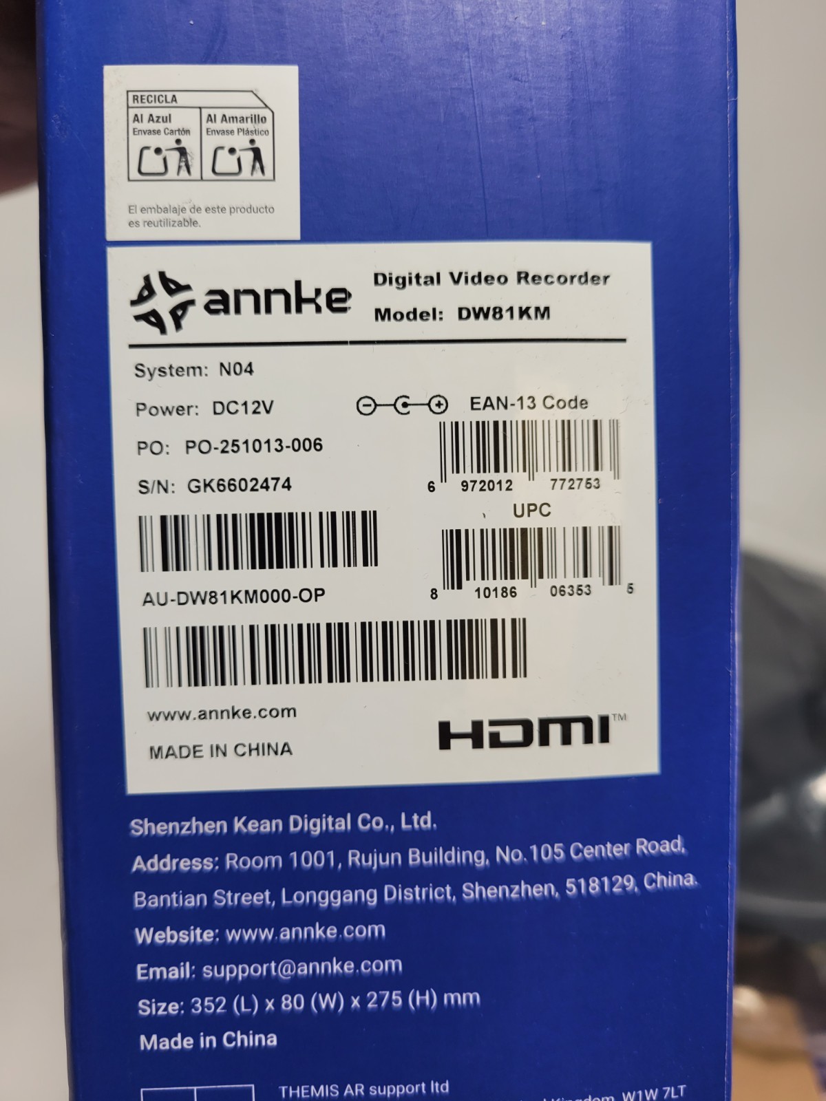 Annke DW81KM 8CH 5MP Lite 5 IN 1 DVR Video Recorder For Home Security