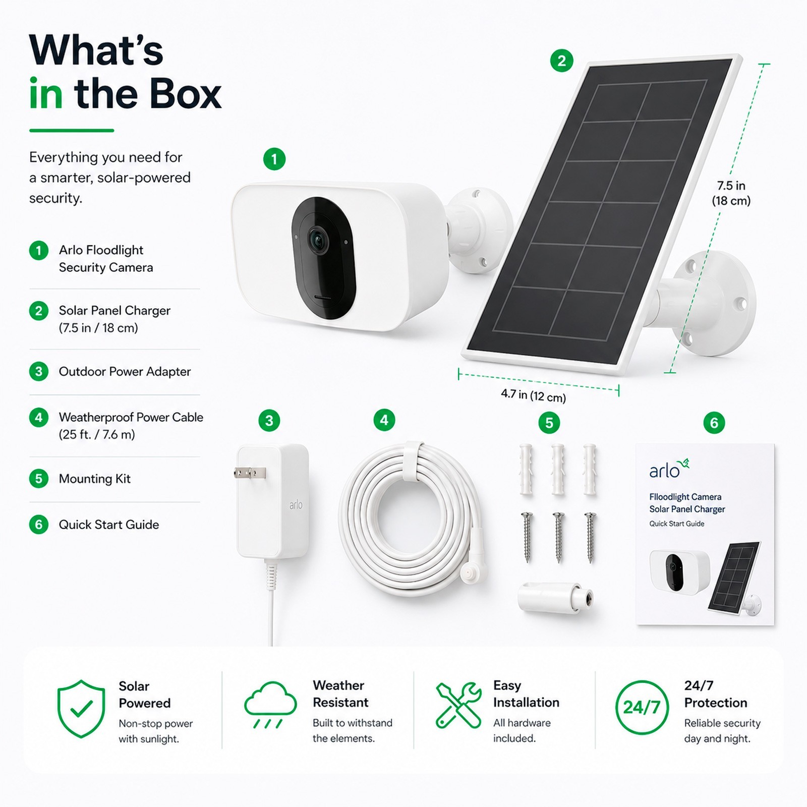 Arlo Pro 3 Floodlight Security Camera + Solar Panel Charger White Bundle