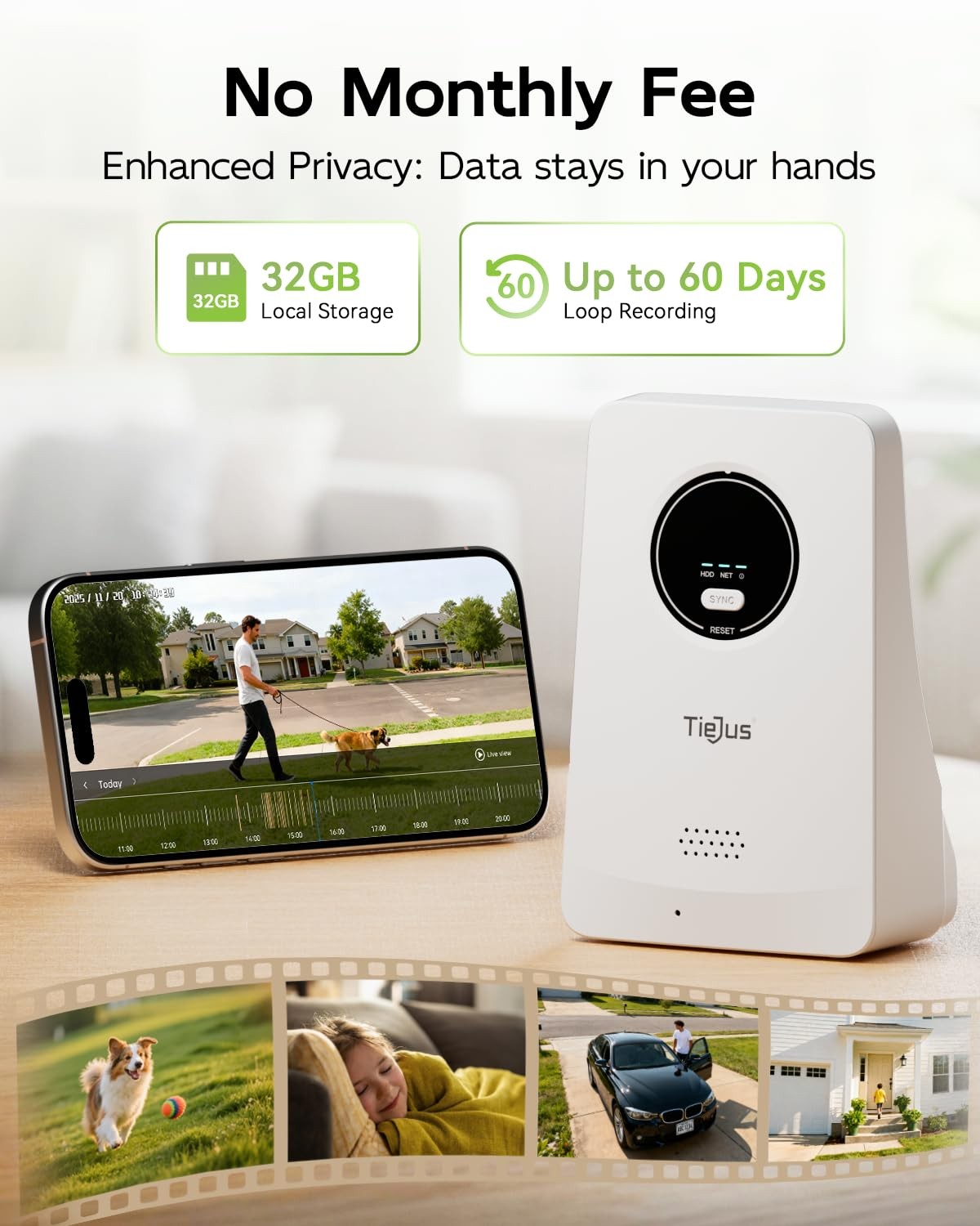 TIEJUS 2K Solar Security Cameras Wireless Outdoor System, No white
