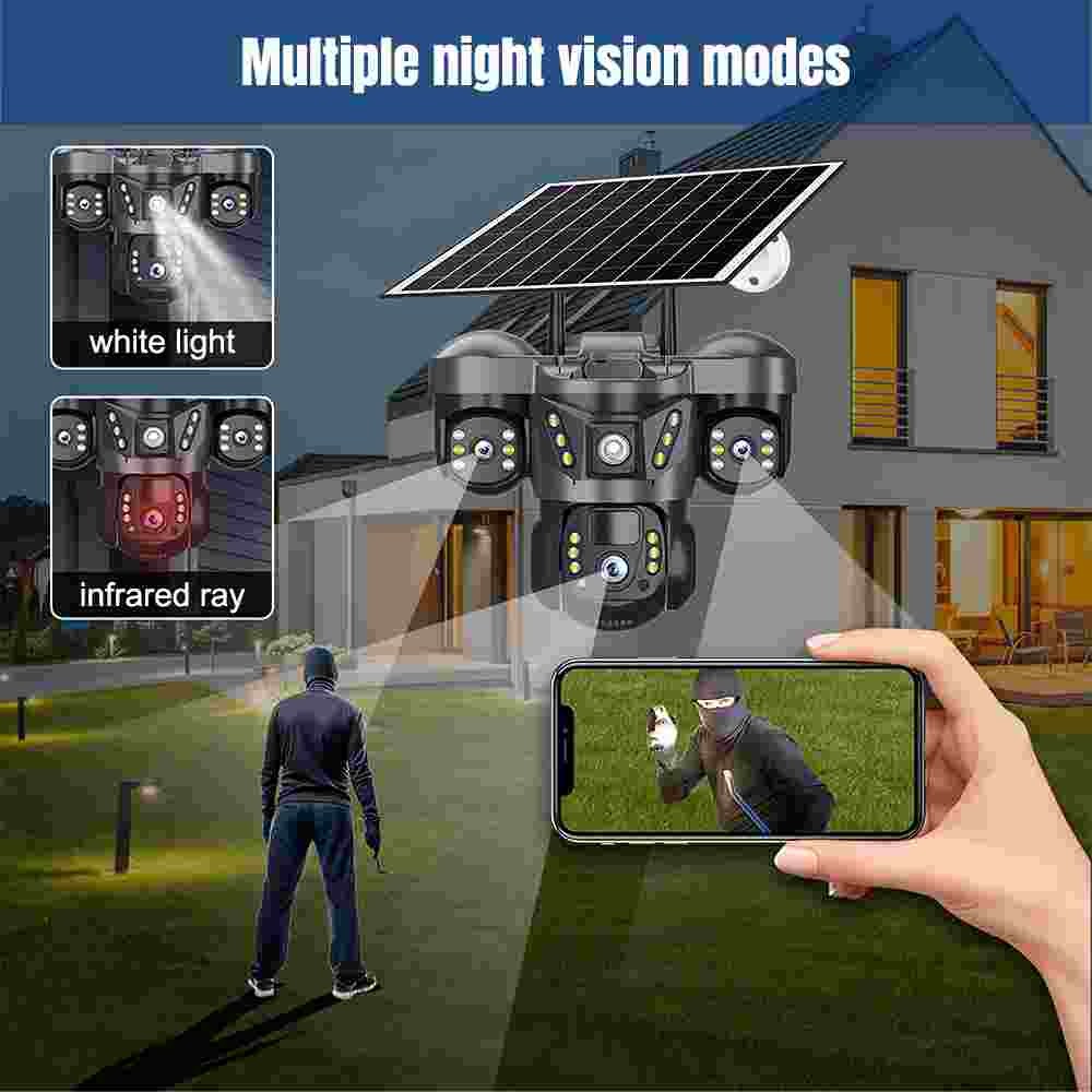 3 Lens 9MP WiFi IP Camera Wireless 1080P Outdoor CCTV PTZ Home Security IR Cam