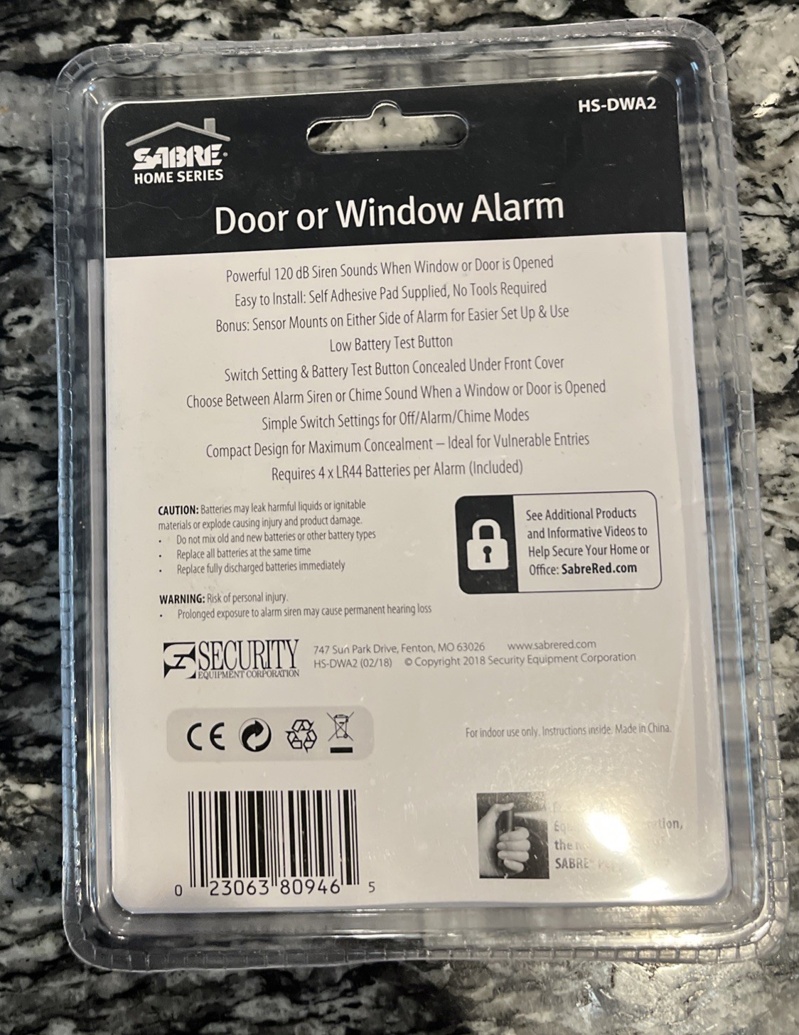 NIP Sabre Home Series Door Or Window Alarm HS-DWA2 2 Pack