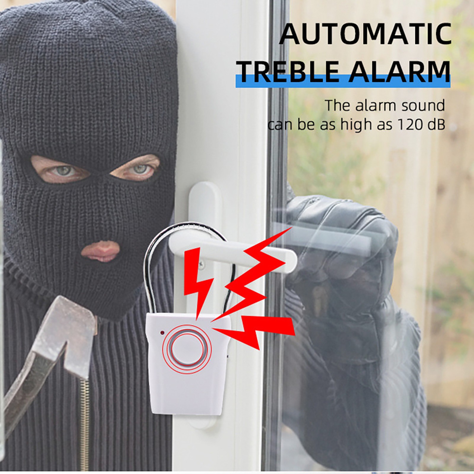 ABS 115dB Door Handle Alarm Portable Door Security Alarm For Home Travel Hotel