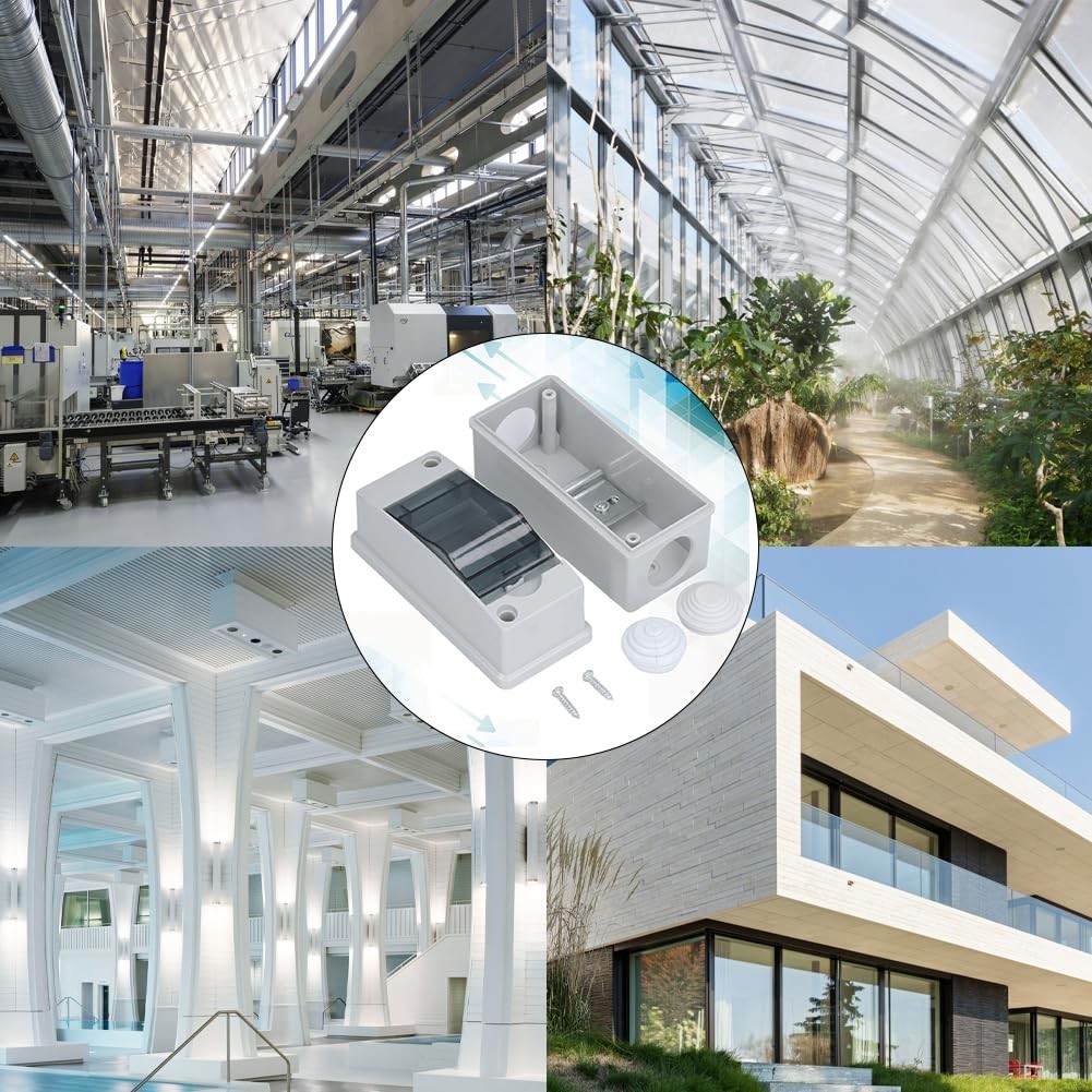 Lwuey 2 Way Breaker Box, Din Rail Box MCB Distribution Protection Gray