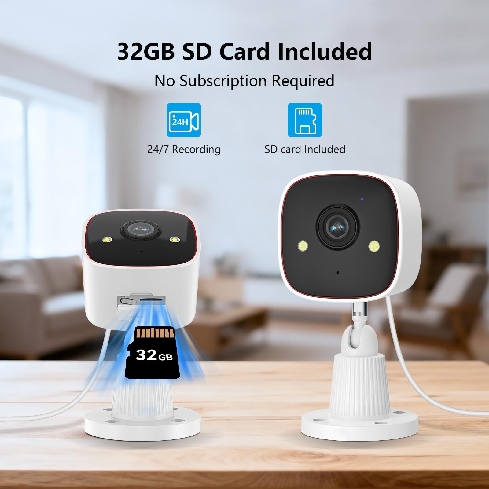 JENNOV With 32GB SD Card HD 3MP Camera WiFi Camcorder Security Cam For Home