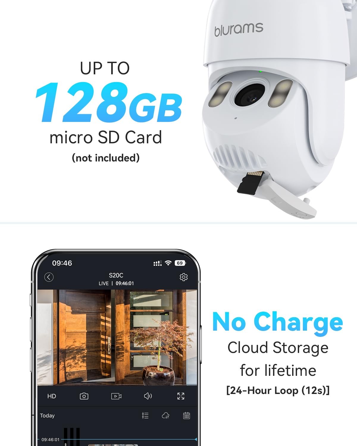 blurams 2K Security Camera Outdoor, 360° PTZ Outside Cameras for Home…