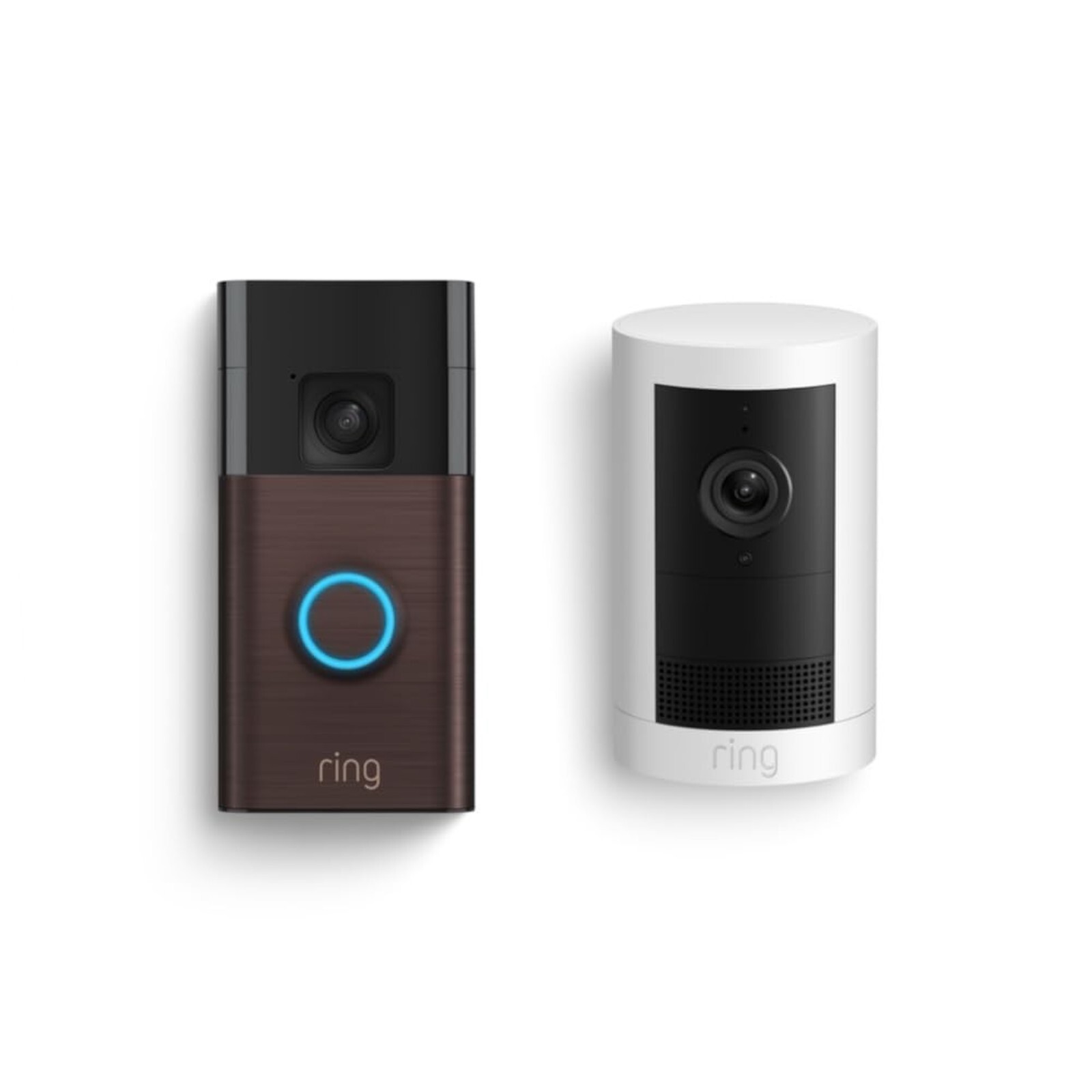 Ring Battery Doorbell Venetian Bronze Smart Wi-Fi with Outdoor Cam Plus White