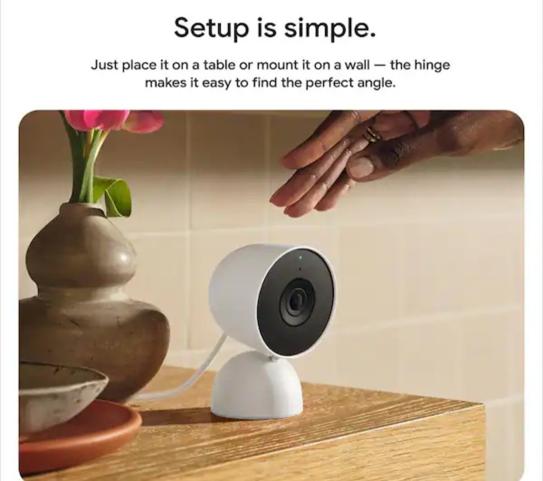 Google Nest Indoor Smart Security Camera (Wired, 3rd Gen) – Snow