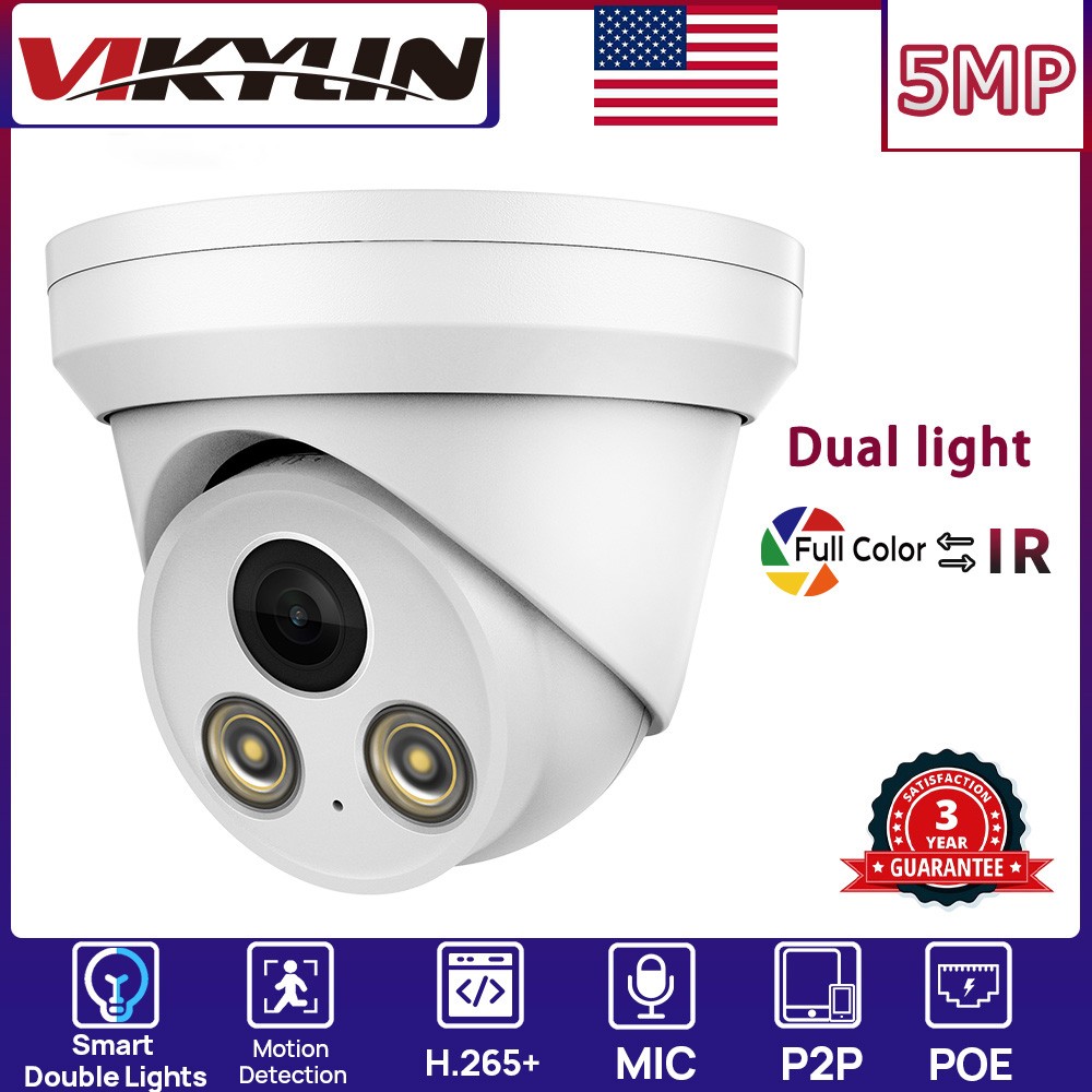 VIKYLIN 16CH NVR System Dual light Color+IR MIC POE 5MP Security camera kit Lot