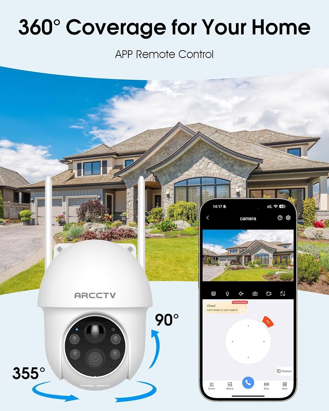 ARCCTV Solar Security Camera 4MP 2.5K HD Wireless Outdoor Night Vision