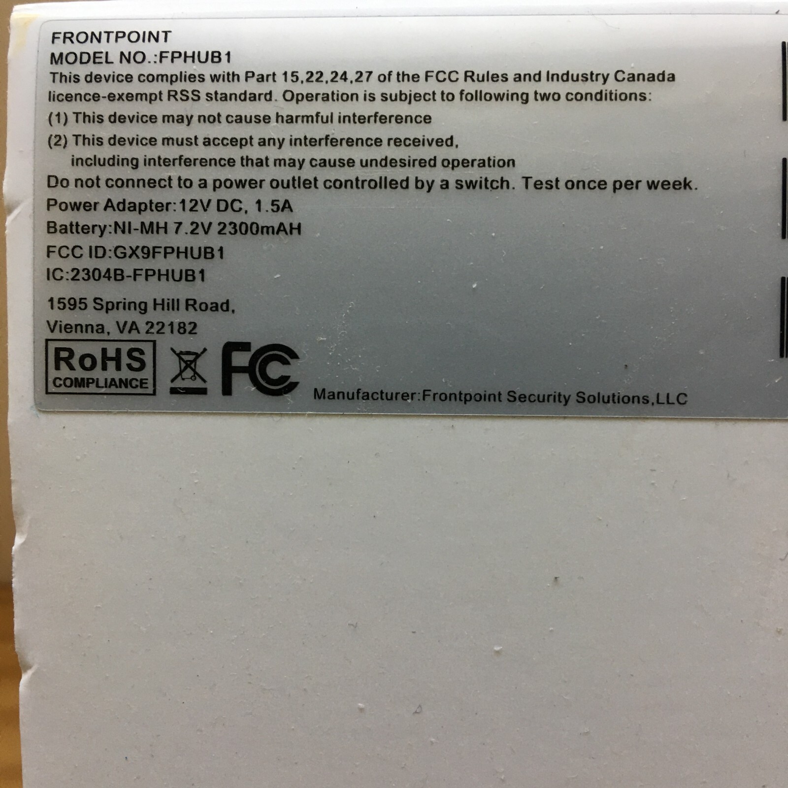 Frontpoint Security System Hub Model:FPHUB1 – New in Open Box