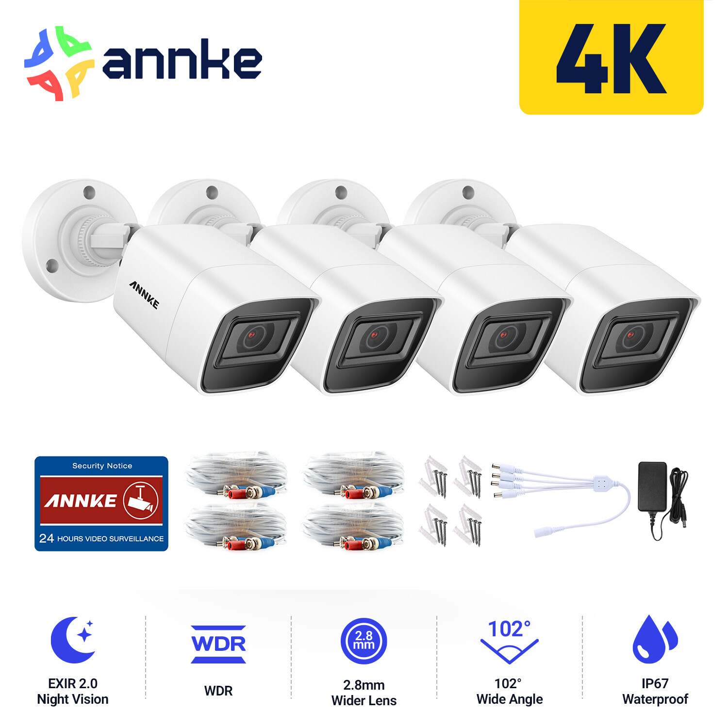ANNKE 8MP/5MP/1080P IR Night Vision Home Outdoor Security Camera for CCTV System