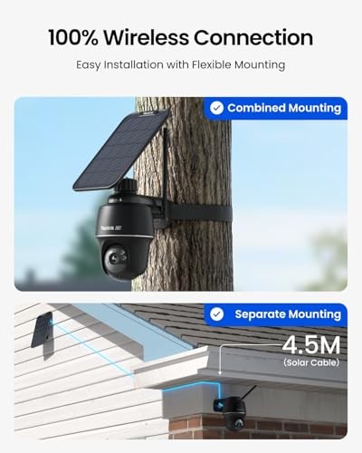 4K Solar Security Cameras Wireless Outdoor, 360° Pan Tilt, 8MP Color 4K 8MP