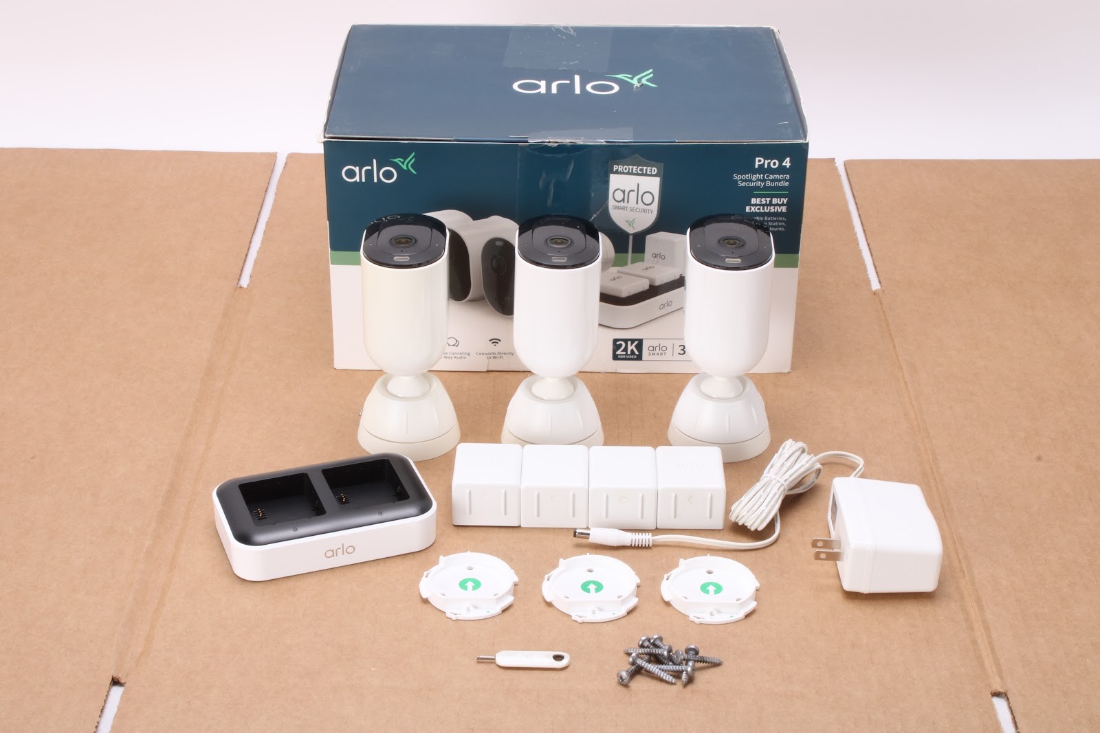 Arlo VMC4350P-1BYNAS Pro 4 Spotlight Camera Security Bundle With Accessories