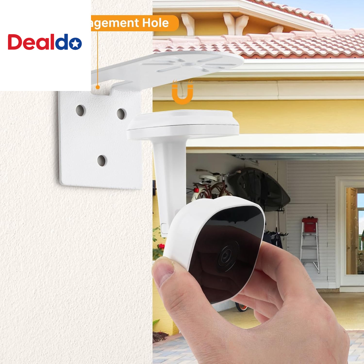 Metal Wall Mount for Myq Smart Garage Security Camera, No Drill Weatherproof Mou