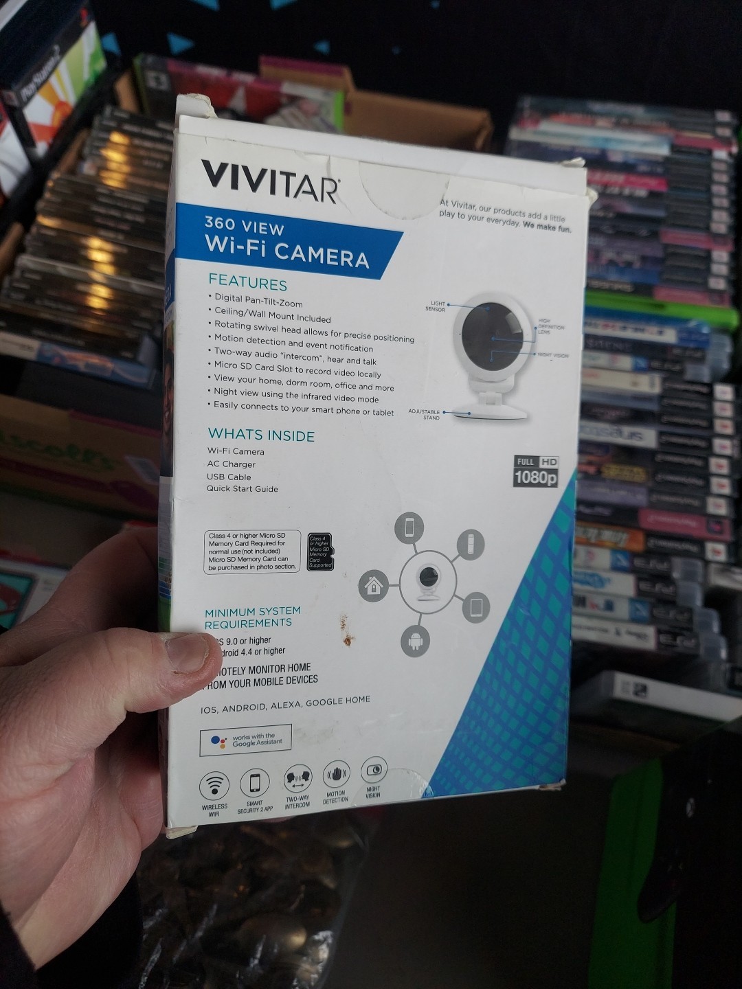 Vivitar Smart View Camera Night Vision/Two-Way Com Wifi Security 1080p 360 View