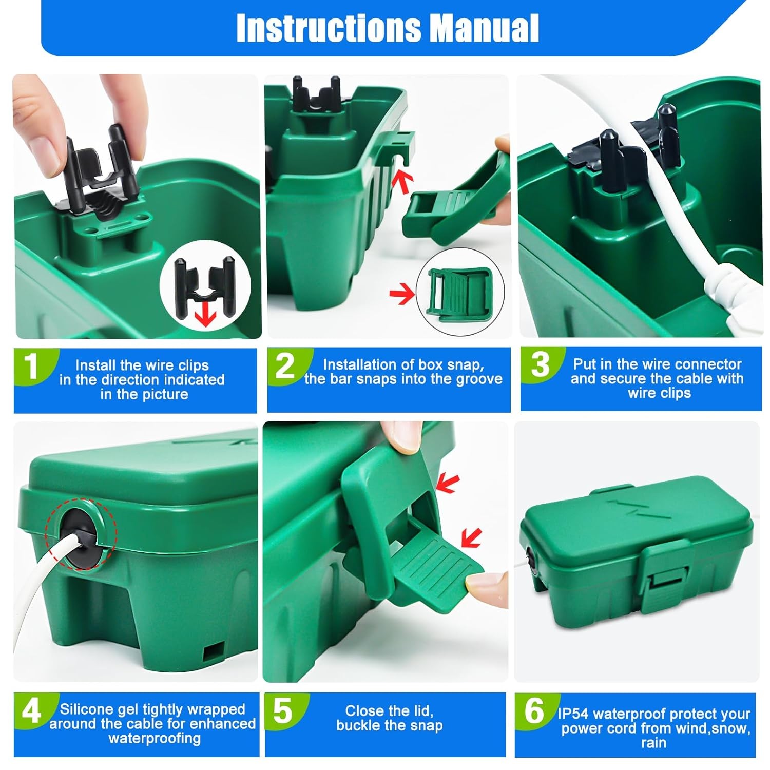 Hrensaw Small Weatherproof Electrical Connection Box(Inner 5.5 x Small, Green