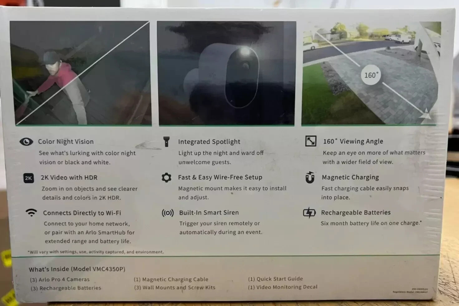 new Arlo Pro 4 Spotlight Camera pro Series Pack of 3 White VMC4350P-100NAS