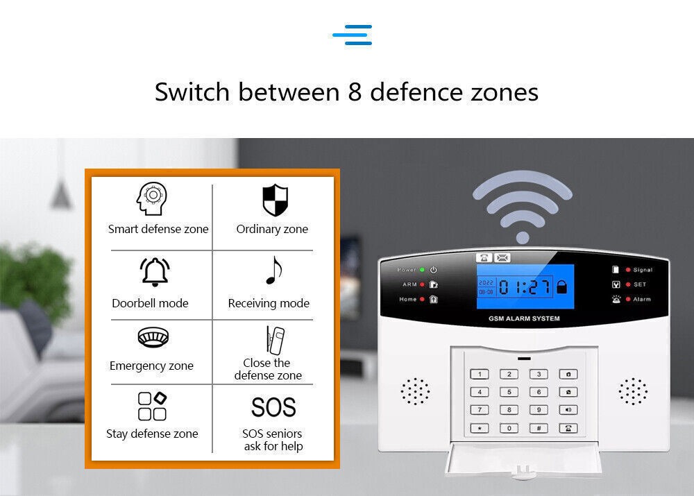 V24 Tuya APP WiFi+US/EU 4G Sim Card Wireless Home Security Burglar Alarm System