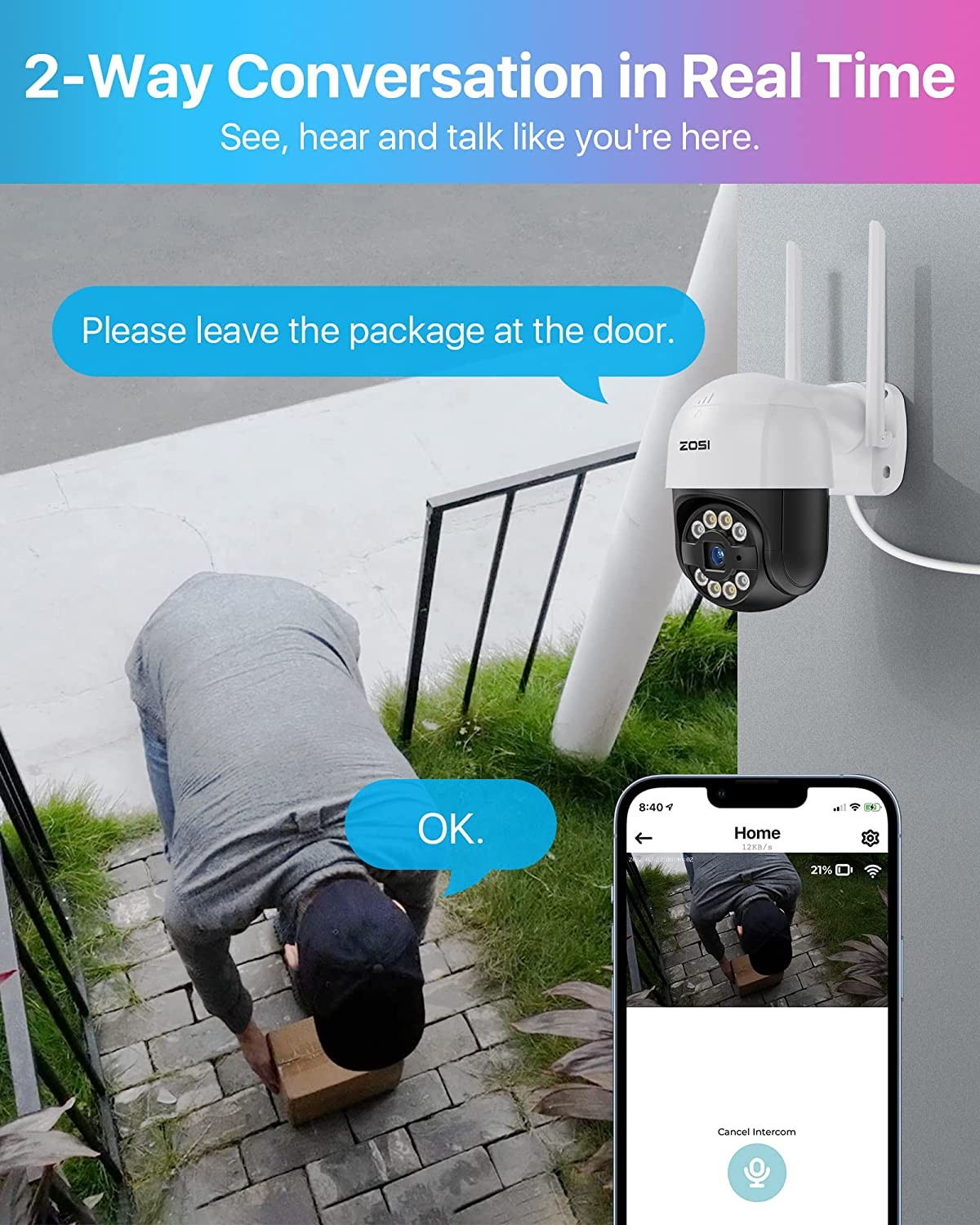 ZOSI 2K 8CH WiFi Security Camera Sytem 2TB HDD for Home 24/7 Recording 12.5″ LCD