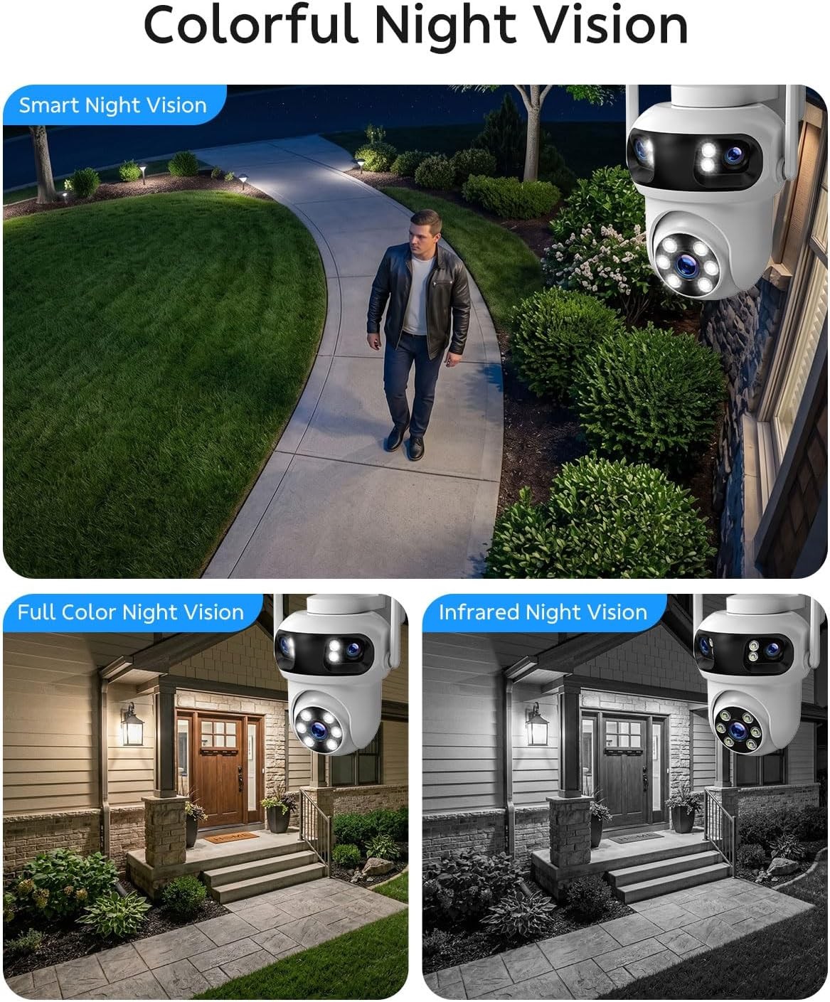 Wireless 10CH Security System Outdoor 3K PTZ Triple Lens Auto Tracking 4 Cameras
