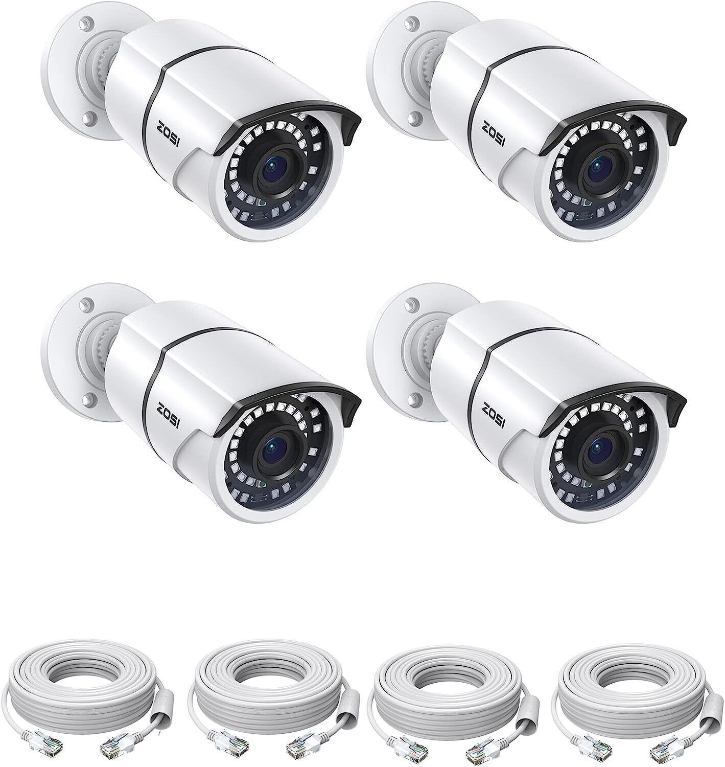 ZOSI H.265+5MP PoE Home Security Outdoor Camera System Human Detection 2TB HDD