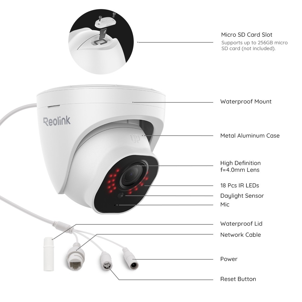 Reolink 8CH RLN8-410 2TB NVR 5MP Outdoor Wired PoE Security Camera System