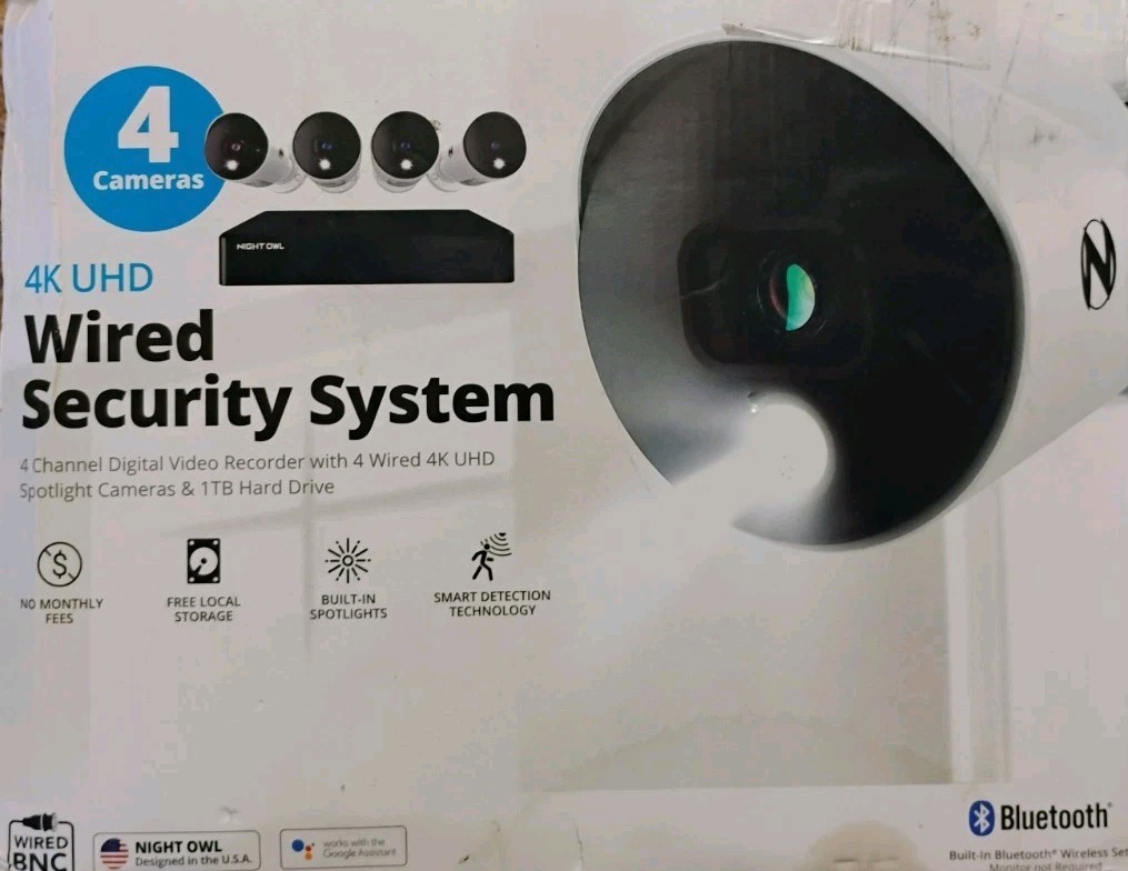 Night Owl UHD 1TB HDD 8 Channel Bluetooth Camera System – White (WM-BTD881-4LSA)