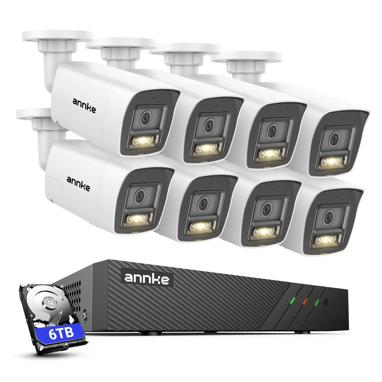 ANNKE 5MP POE Color Night Security Camera System Two Way Audio 8CH 8MP NVR IP67