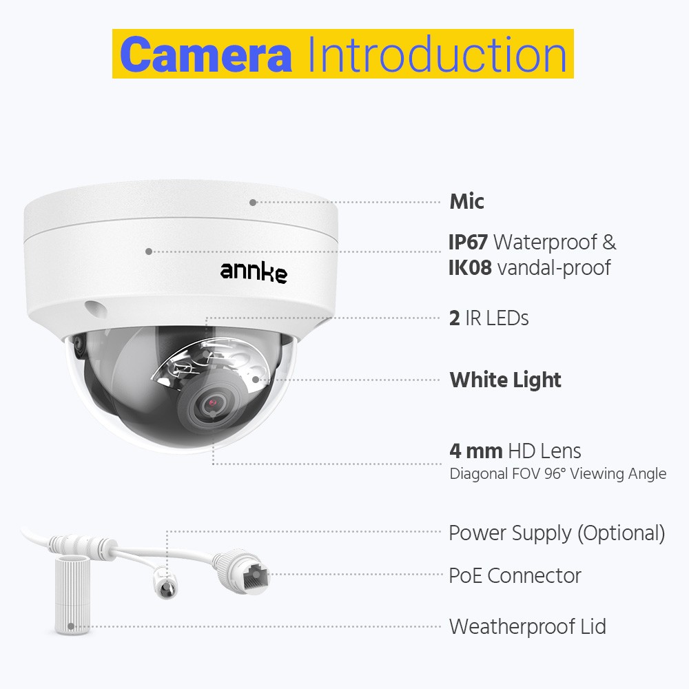 ANNKE H.265+ 32CH 12MP NVR 4K 8MP Audio POE Security Camera System Color Night