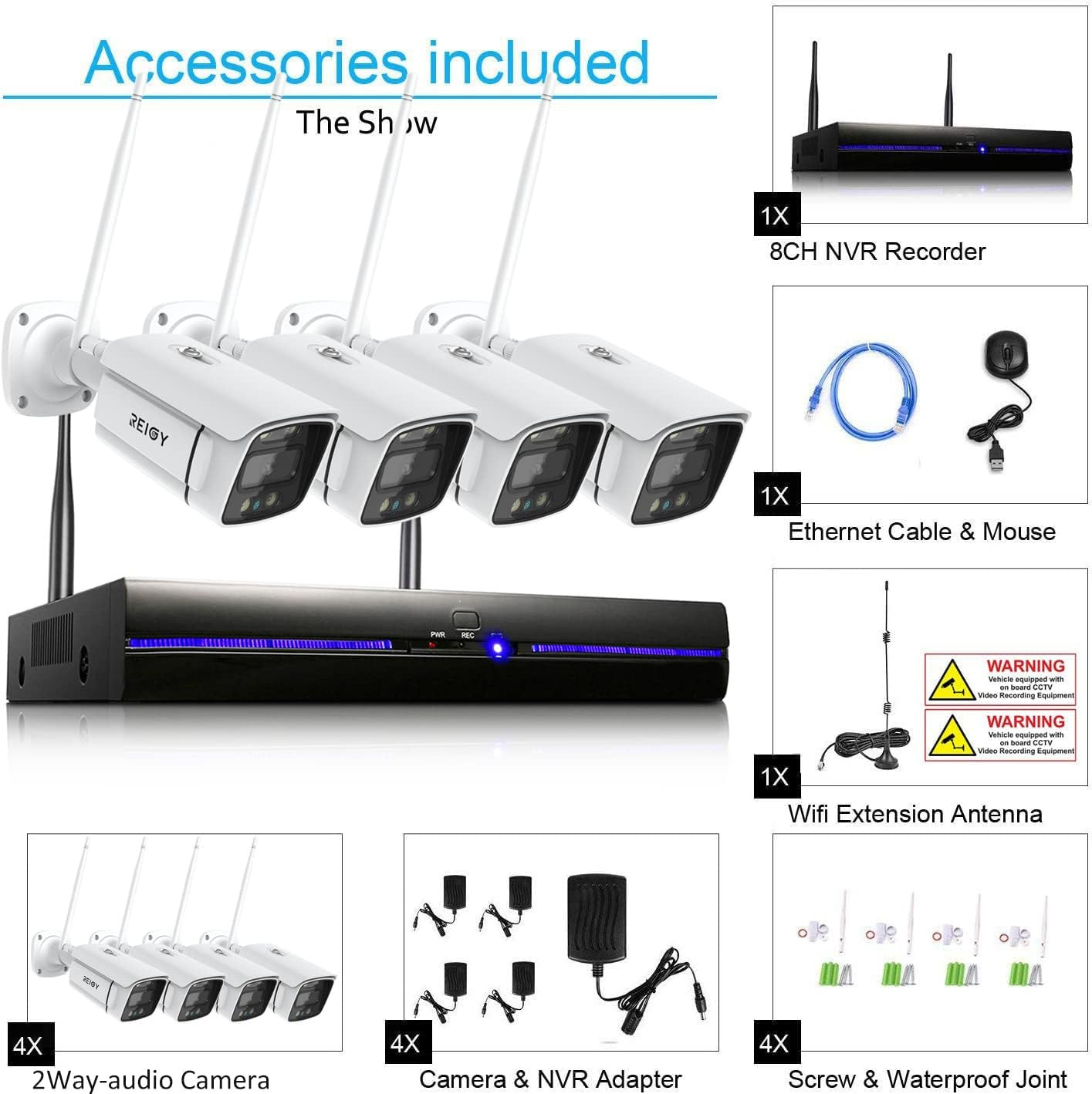 3MP Wifi Security Camera System with Floodlight without Hard Drive, 2K Outdoor H