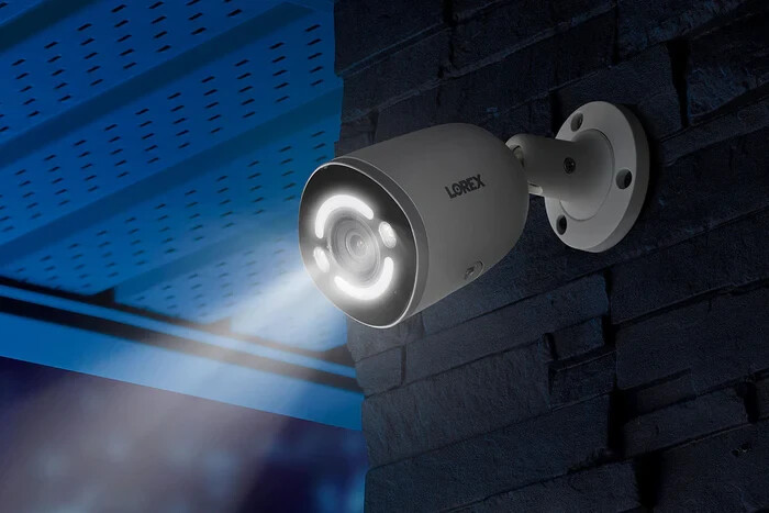 Lorex 4K Deterrence Bullet AI PoE IP Wired Lighting Cameras 4-Piece E895AB