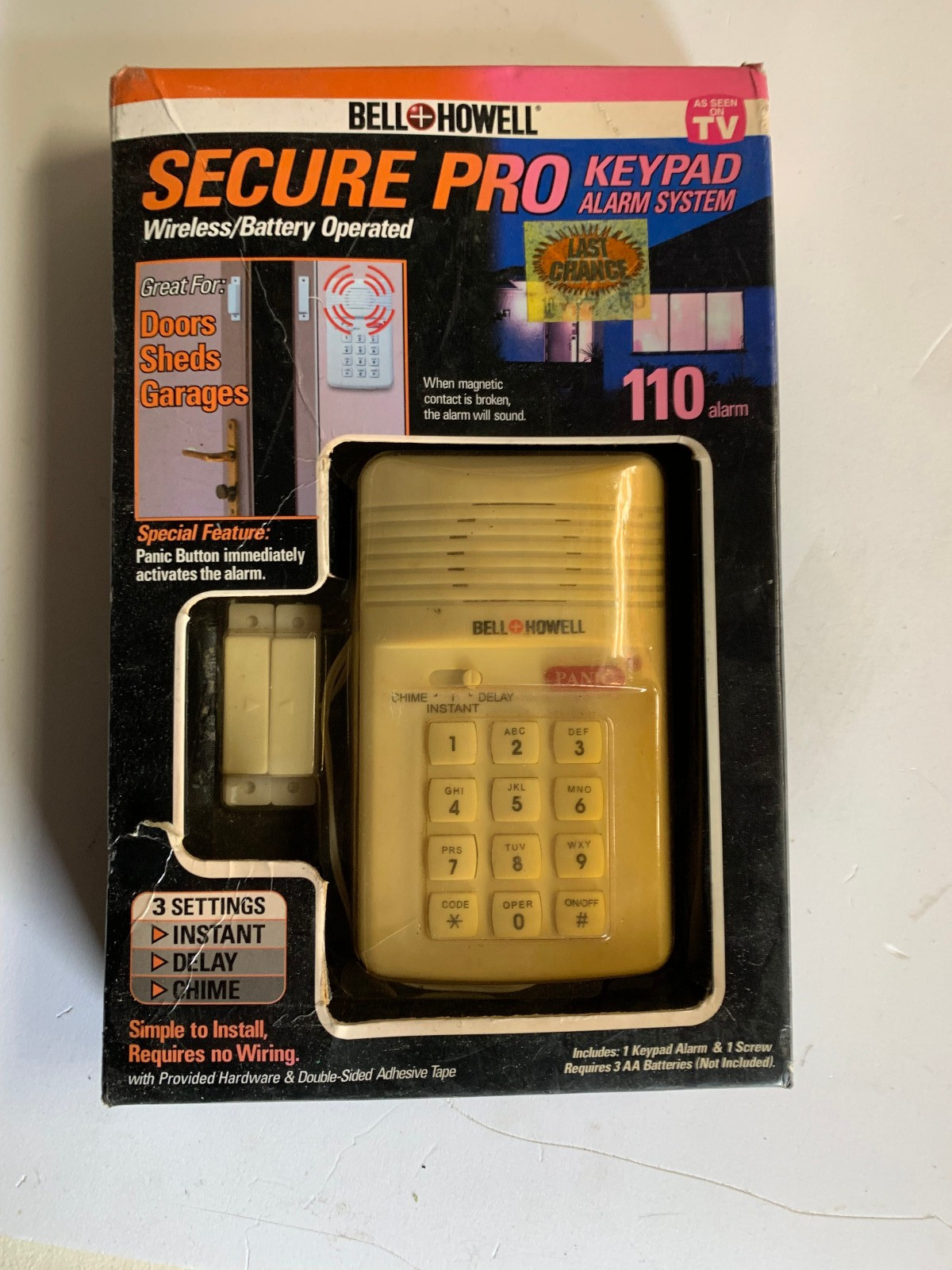 Bell Howell Secure Pro Keypad 110 Alarm System Panic Button Loud,Model 7788
