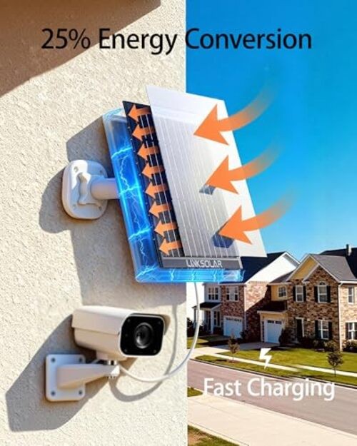 Dual 5W Solar Panels for Ring Camera Doorbell, All-in-1 Glass Solar Middle-5W*2