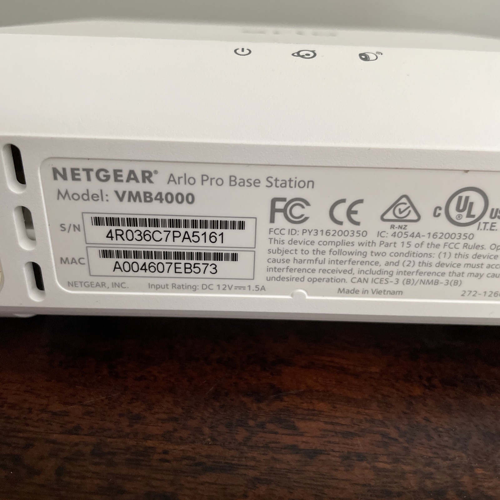 Netgear Arlo Pro VMB4000 Wireless Security Camera Base Station Only Untested